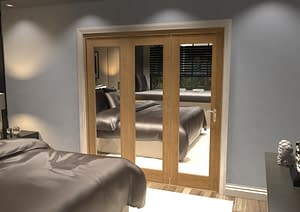 3 Door Repute Mirrored Oak Internal Bifold - Closed
