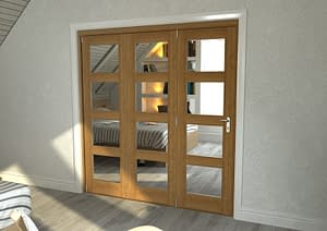 3 Door Repute Mirrored Oak 4 Light Internal Bifold - Closed