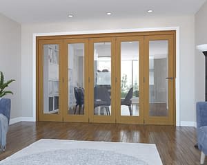 5 Door Vision Fully Finished Oak Internal Bifold - Closed