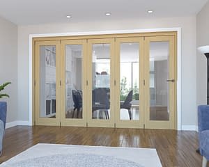 5 Door Vision Unfinished Oak Internal Bifold - Closed