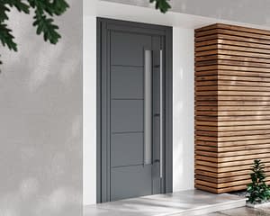 Grey Linear Glazed Front Door - Lifestyle
