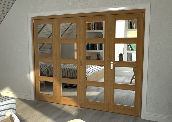 4 Door Repute Mirrored Oak 4 Light Internal Bifold - Closed
