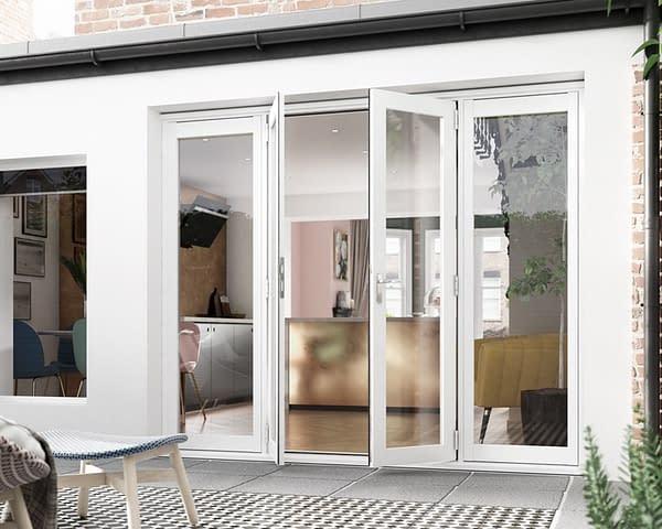2400mm Icon White French Doors - Open