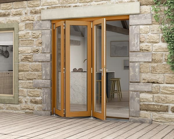 1800mm Icon Solid Oak Fully Finished Bifold - External Shot