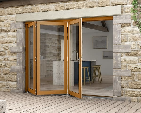 2700mm Icon Solid Oak Fully Finished Bifold - External Shot