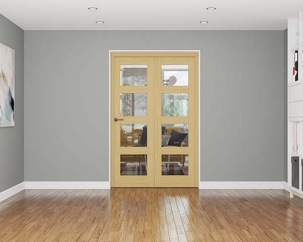 2 Door Affinity Unfinished Oak 4 Light Internal Bifold