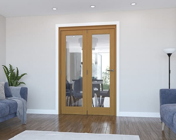 2 Door Vision Fully Finished Oak Internal Bifold - Closed