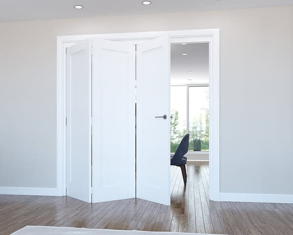 3 Door Vision White Primed 1 Panel Internal Bifold - Open