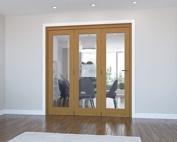 3 Door Vision Fully Finished Oak Internal Bifold - Closed