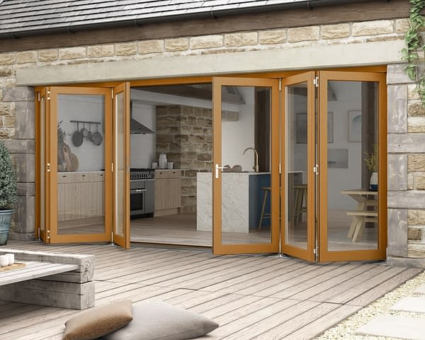 4800mm Icon Solid Oak Fully Finished Bifold - External Shot