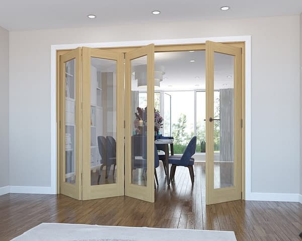 4 Door Vision Unfinished Oak Internal Bifold - Open