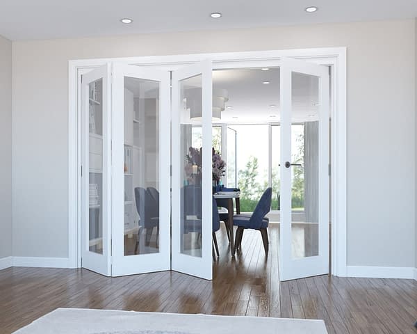 4 Door Vision White Primed Internal Bifold - Open