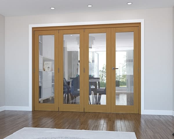 4 Door Vision Fully Finished Oak Internal Bifold - Closed