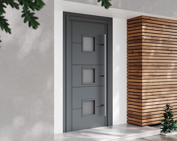 Grey Holma Glazed Front Door - Lifestyle