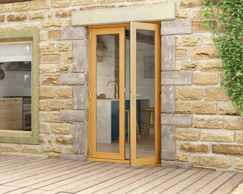 1200mm Evolve Oak Fully Finished French Doors - Open
