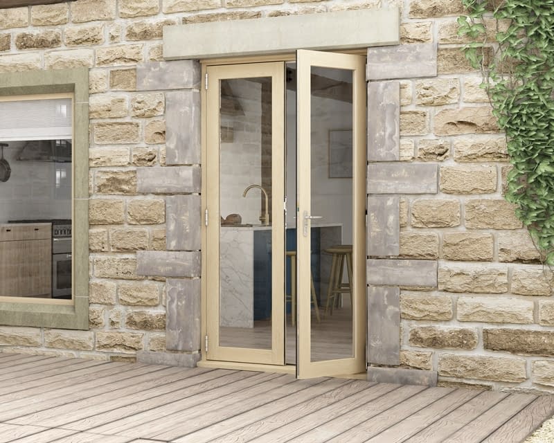 1200mm Evolve Oak Unfinished French Doors - Open