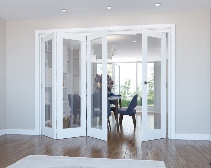 Interior folding doors with glass