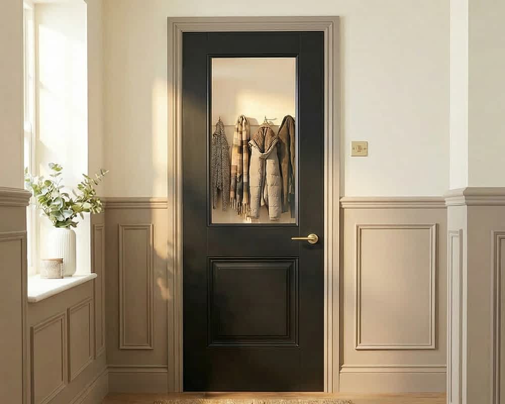 Arnhem Black Glazed 1 Light Internal Door - Lifestyle Shot