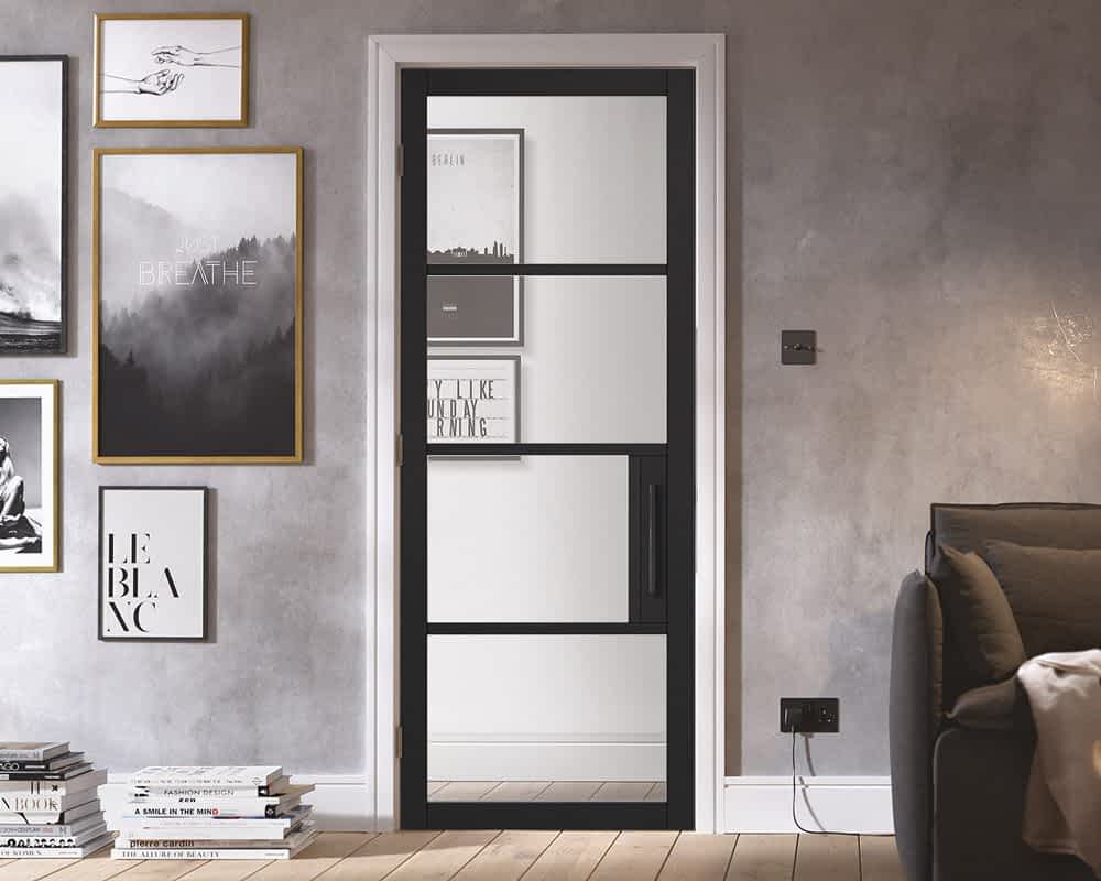 Black Chelsea Glazed 4L Internal Door Lifestyle