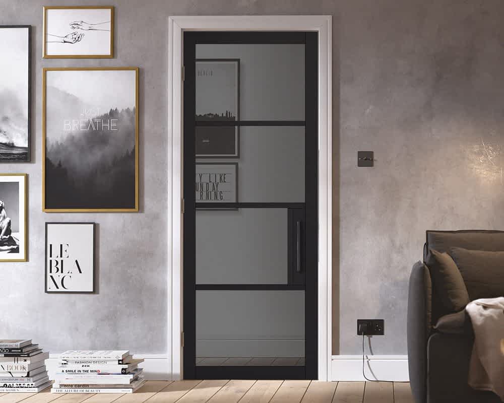 Black Chelsea Tinted Glased 4L Internal Door Lifestyle