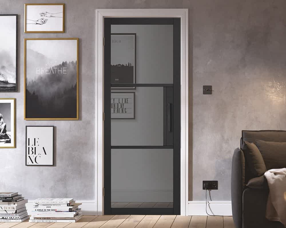 Black Tribeca Tinted Glazed Internal Door Lifestyle 2