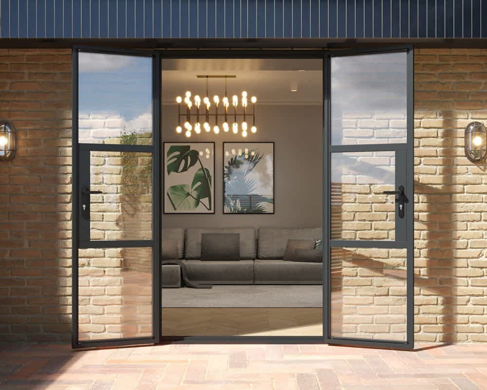 1200mm Grey Heritage French Doors - Open Shot