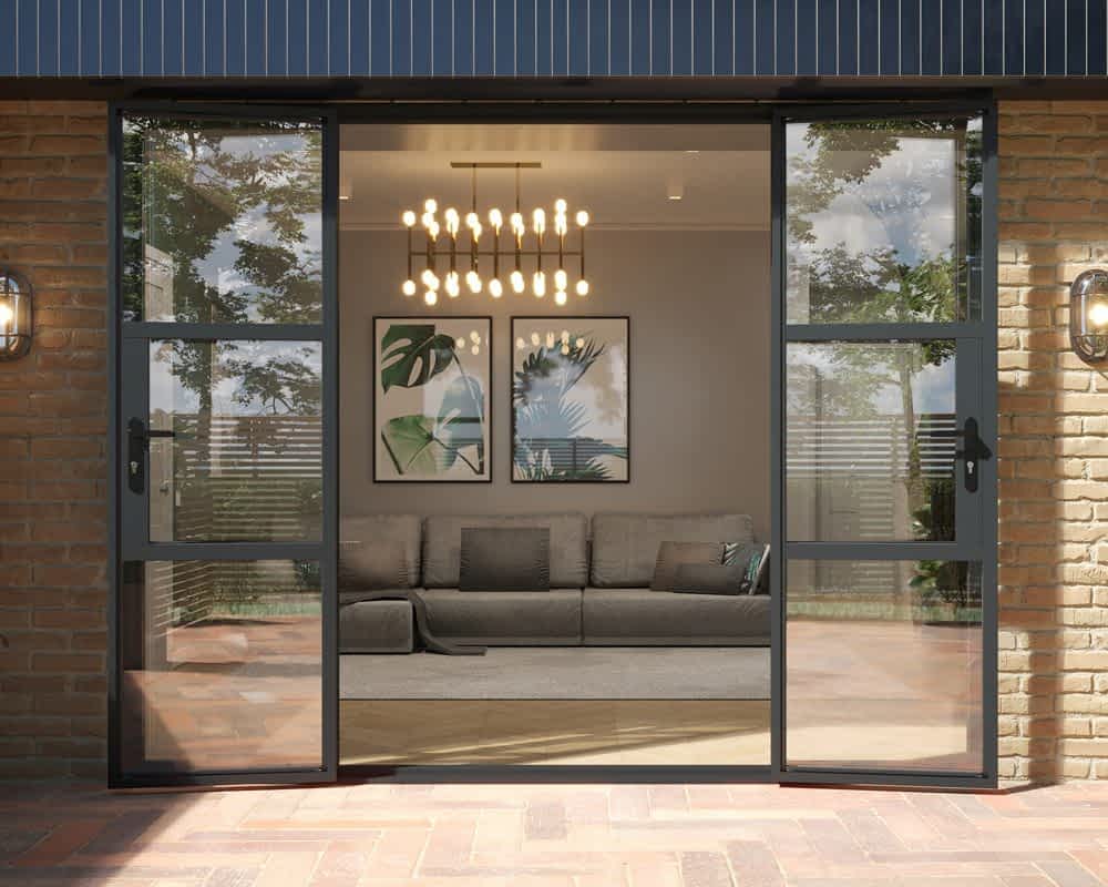 2700mm Grey Heritage French Doors - Open Shot