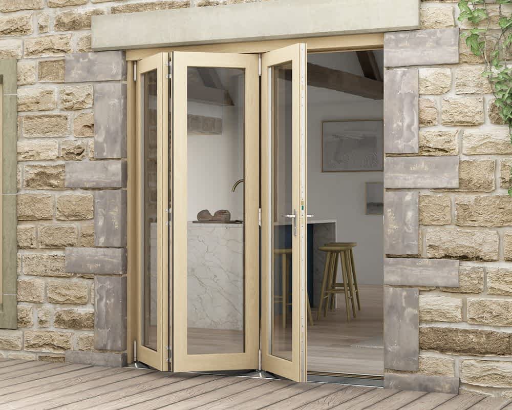 1800mm external unfinished oak bifold door - internal view