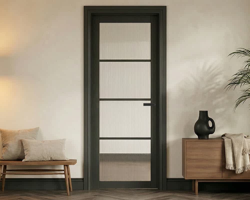 Black Soho Reeded Glazed Door