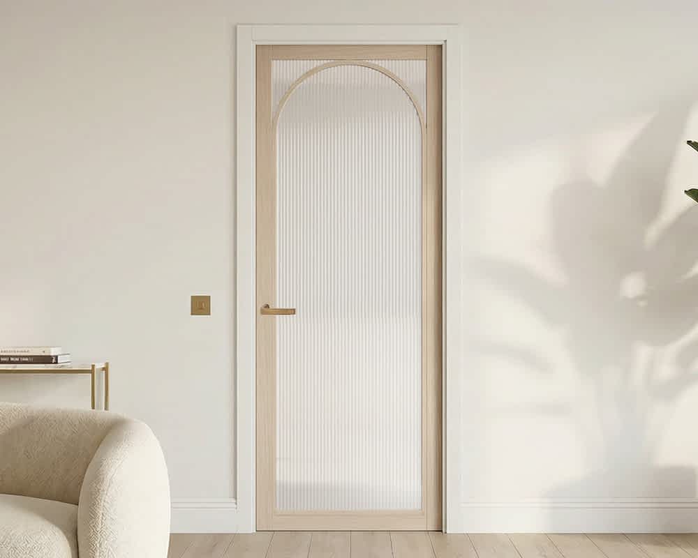 Blonde Oak Melrose Reeded Glazed Door