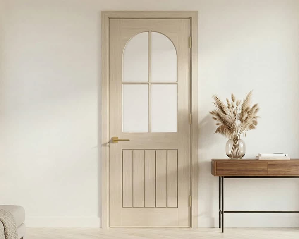 Blonde Oak Mexicano Arched Square Top Glazed Door