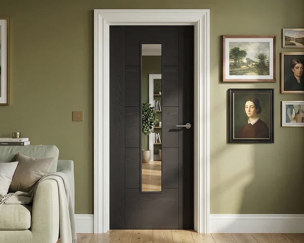 Charcoal Black Vancouver Glazed 1 Light Door