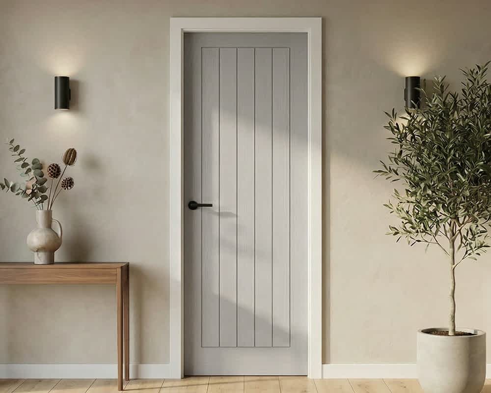 Grey Moulded Textured Vertical 5 Panel Door
