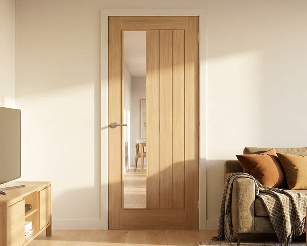 Oak Belize Clear Glazed Offset Door