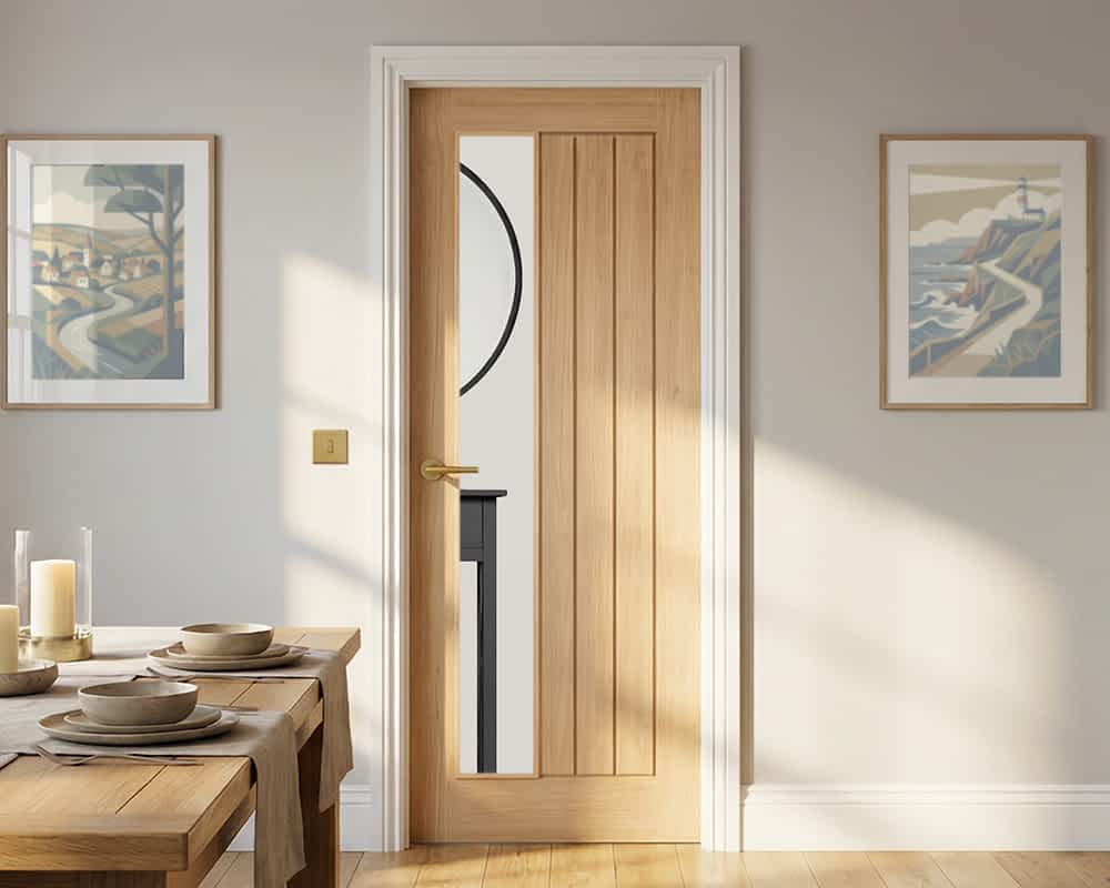 Oak Mexicano Clear Glazed Offset Door