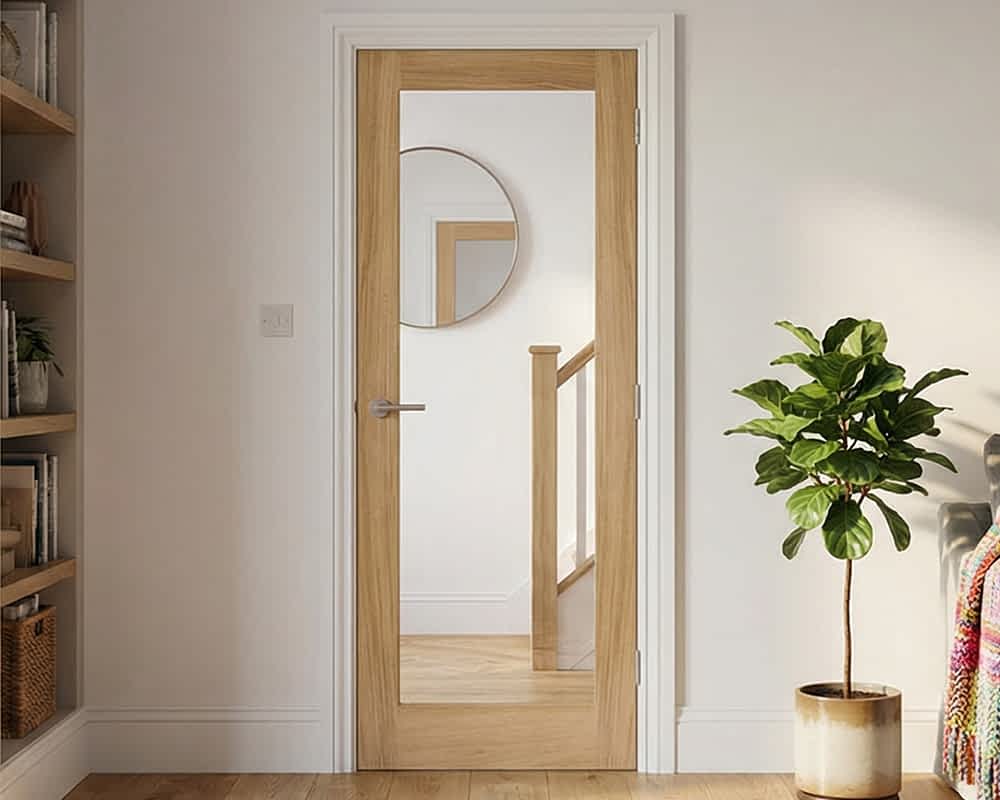 Oak Pattern 10 Glazed 1 Light Clear Door