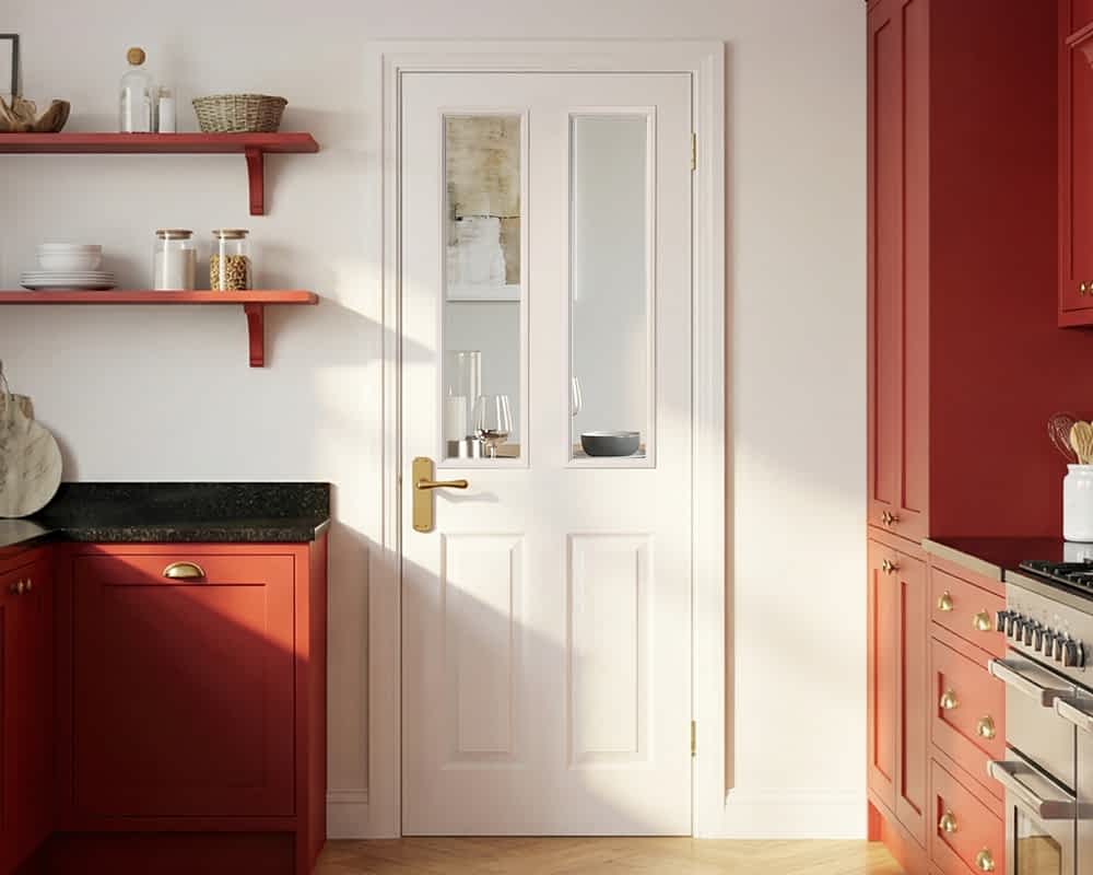 White Moulded Glazed 2 Panel-2 Light Door