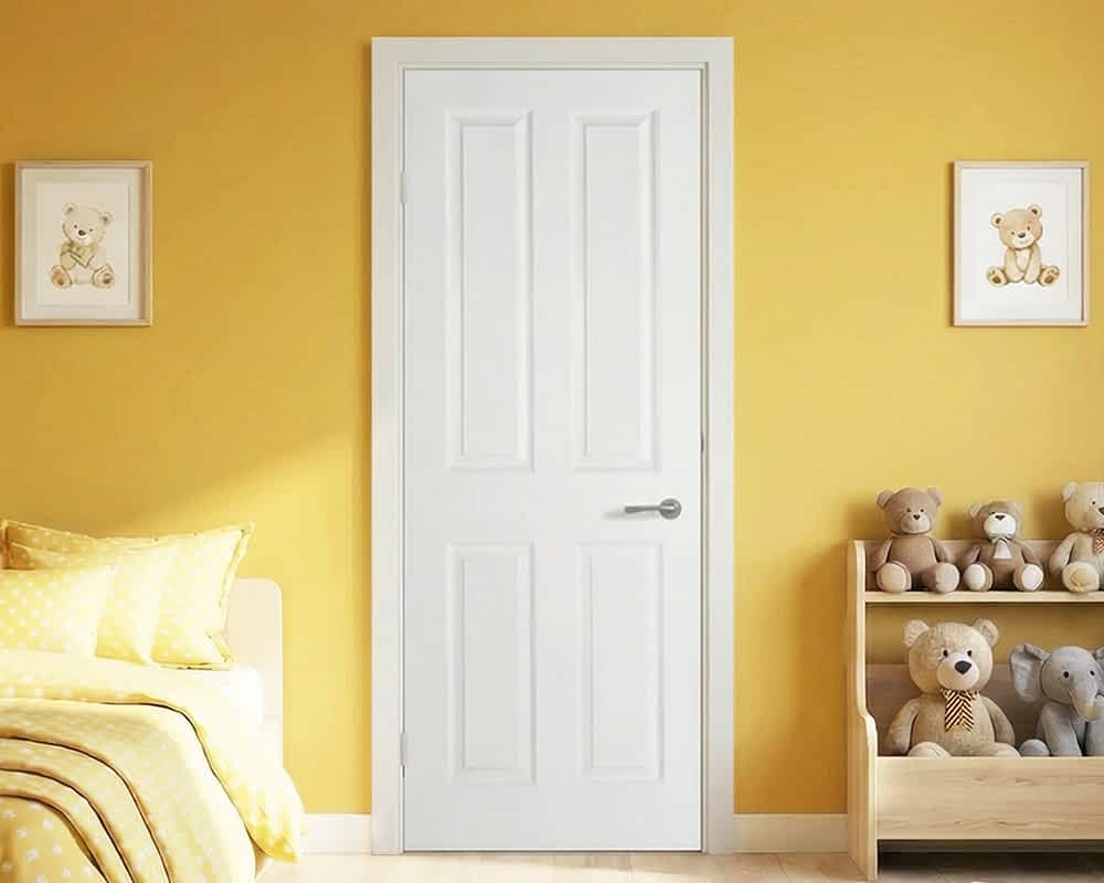White Moulded Textured 4 Panel Door