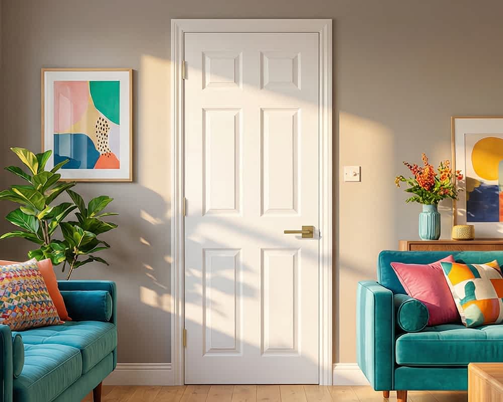 White Moulded Textured 6 Panel Door
