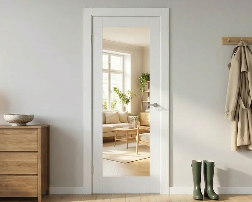 White Pattern 10 Glazed 1 Light Clear Door