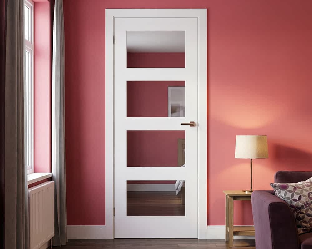 White Shaker Glazed 4 Light Door