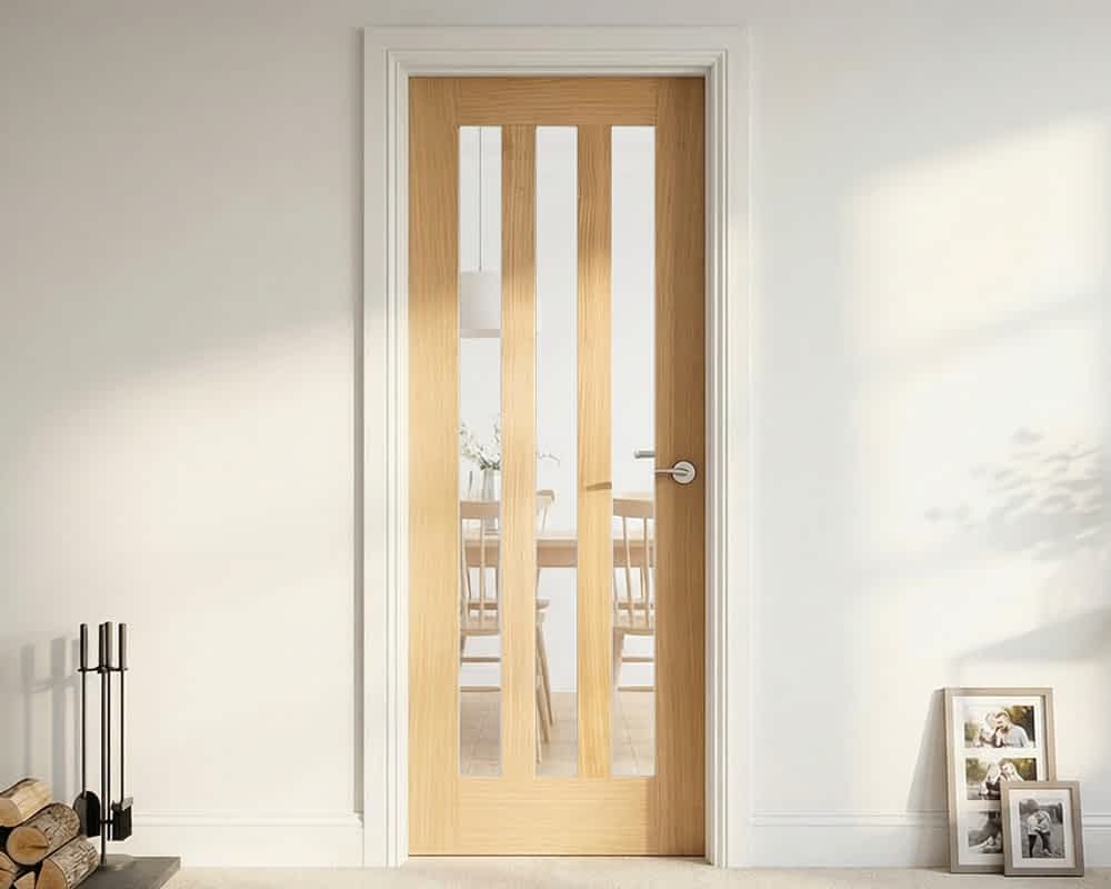 Oak Utah Glazed 3 Light Clear Door