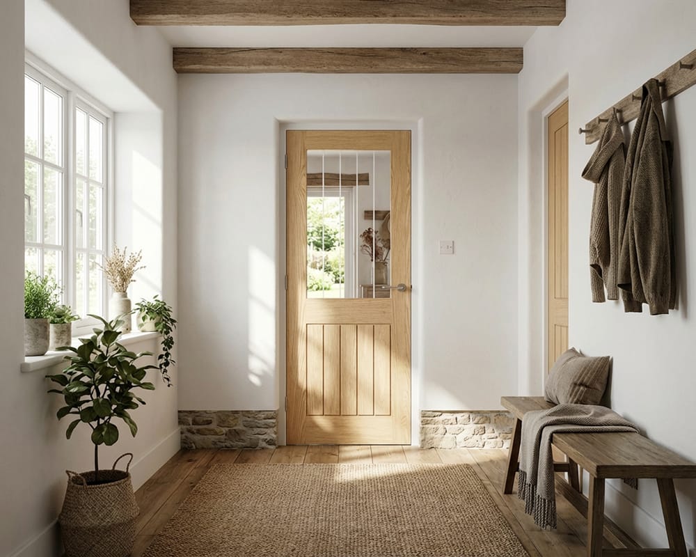 Belize Glazed 1 Light Unfinished Oak Door Belize Glazed 1 Light Unfinished Oak Door