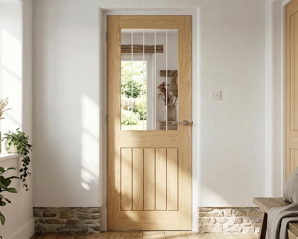 Belize Glazed 1 Light Unfinished Oak Door Belize Glazed 1 Light Unfinished Oak Door