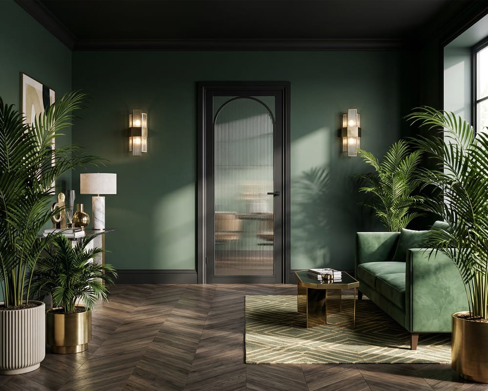 Black Melrose Reeded Glazed Door Black Melrose Reeded Glazed Door