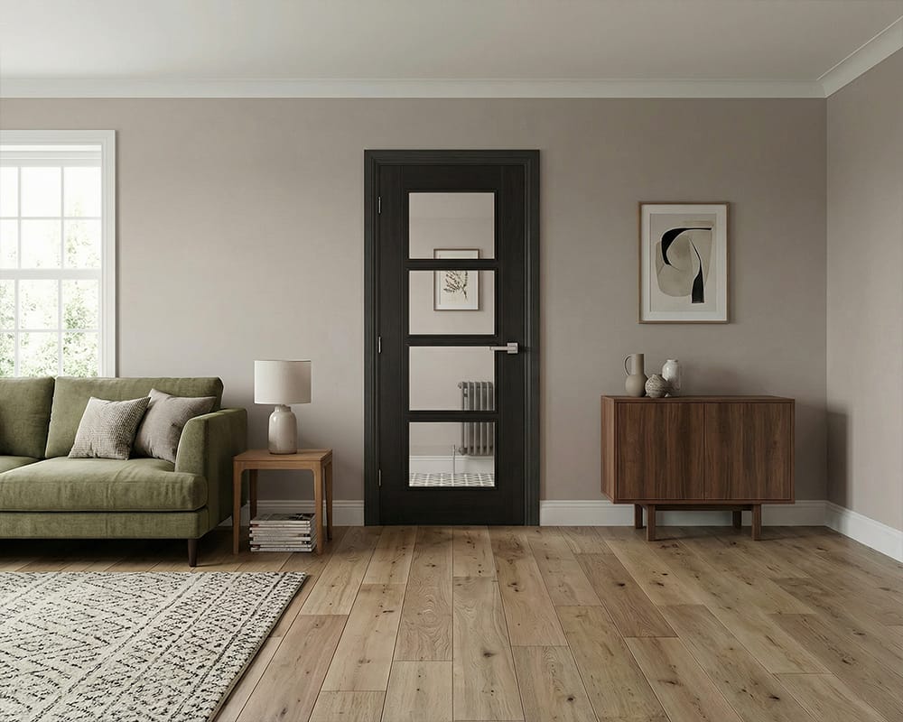 Charcoal Black Vancouver Glazed 4 Light Door Charcoal Black Vancouver Glazed 4 Light Door