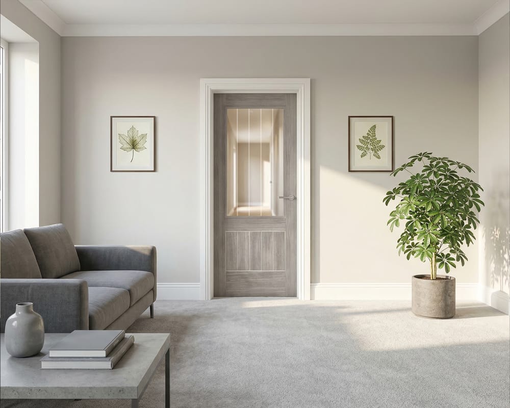 Light Grey Laminated Mexicano Glazed Door Light Grey Laminated Mexicano Glazed Door