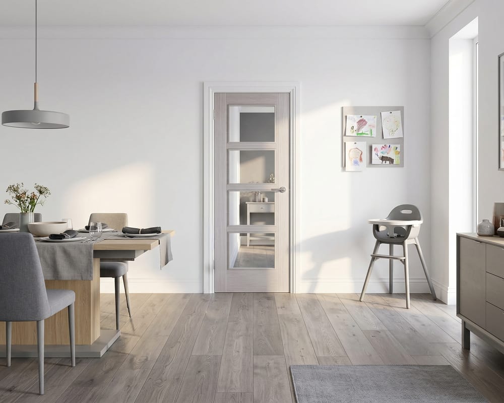 Light Grey Vancouver Glazed 4 Light Door Light Grey Vancouver Glazed 4 Light Door