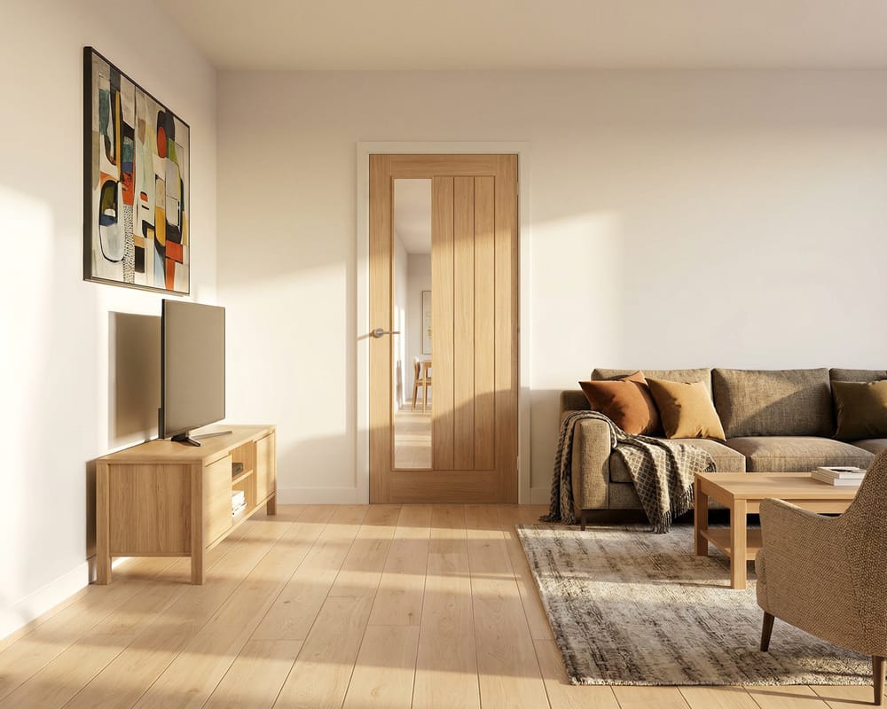 Oak Belize Clear Glazed Offset Door Oak Belize Clear Glazed Offset Door