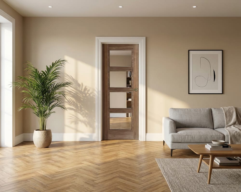 Walnut Vancouver Glazed 4 Light Door Walnut Vancouver Glazed 4 Light Door